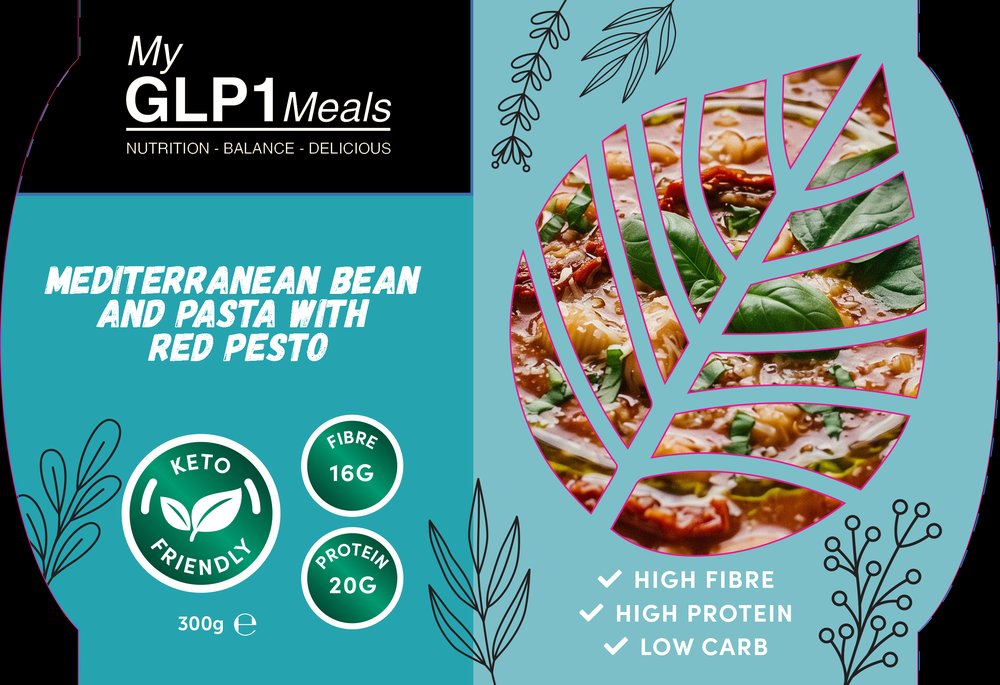 Mediterranean Bean and Pasta with Red Pesto